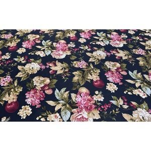 Waverly Bramelsole Tablecloth 58x82 Floral Fruit Black Cotton Sateen Rectangular
